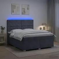 Spyruoklinė lova su čiužiniu Tamsiai pilka 140 x 190 cm Aksomas