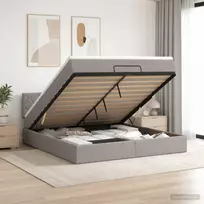 Reguliuojama lova su čiužiniu Taupe 140 x 190 cm Audinys