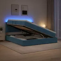 LED saugojimo lova su čiužiniu Tamsiai mėlyna 160 x 200 cm