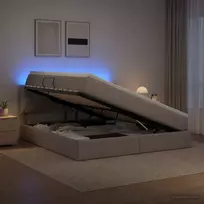 LED saugojimo lova su čiužiniu Taupe 140 x 200 cm Audinys