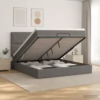 Otmana lova su matracsu ir LED Tamsiai pilka 140 x 190 cm