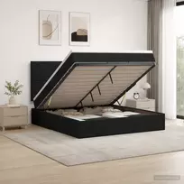 Reguliuojama lova su čiužiniu Juoda 140 x 190 cm Audinys
