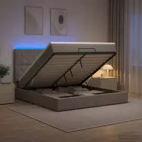 Otmana lova su matracsu ir LED Taupe 140 x 200 cm Audinys