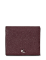 Lauren Ralph Lauren - Crosshatch Leather Compact Wallet - Kortelių dėklai ir piniginės - Burgundiška splava