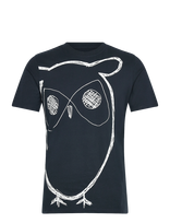 Knowledge Cotton Apparel - Big Owl Print Tee - Gots/Vegan - Marškinėliai trumpomis rankovėmis - Tamsiai mėlyna