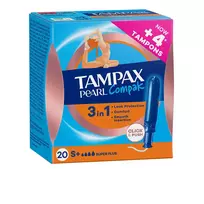 TAMPAX PEARL COMPAK „super plus“ tamponai, 20 vnt.