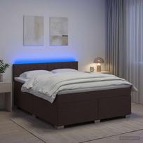 Lova su čiužiniu ir LED apšvietimu Tamsiai rudas 160 x 200 cm
