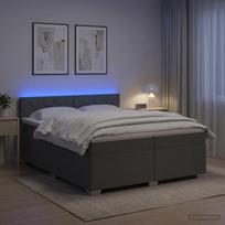 Lova su čiužiniu ir LED apšvietimu Tamsiai pilka 200 x 200 cm