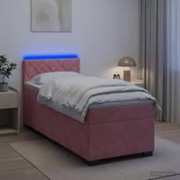 Lova su čiužiniu ir LED apšvietimu Rožinė 90 x 200 cm Aksomas