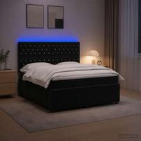 LED lovos čiužinys su LED apšvietimu Juoda 160 x 200 cm Aksomas