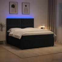 LED lovos čiužinys su LED apšvietimu Juoda 160 x 200 cm Aksomas