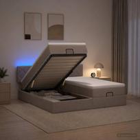 Otmana lova su matracsu ir LED Taupe 180 x 200 cm Audinys