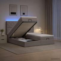 Otmana lova su matracsu ir LED Taupe 180 x 200 cm Audinys
