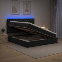 LED saugojimo lova su čiužiniu Juoda 160 x 200 cm Aksomas
