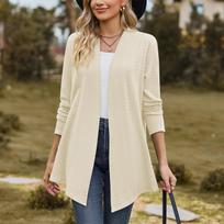 Women's Fashion Solid Color Long Sleeve Loose Cardigan Jacket L