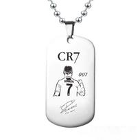Football Ronaldo Logo Necklace Men's Hip-hop Titanium Steel Jewelry 60CM white