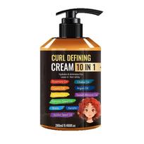 10-in-1 Curl Defining Cream for Curly Hair, 280ml Multi-Benefit Styling Cream Leave-In Hair Oil Mask with Biotin, Keratin & 10 Oils, Tames Frizz, Shin 1PCS