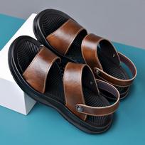 New Summer Men Breathable Leg Cover Non Slip Thick Bottom Beach Shoes Outdoor Comfortable Open Toe Soft Bottom Sandals 38