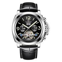 Forsining Geriausias Automatinis Vyriškas Laikrodis Mechaninis Laikrodis Tourbillon Vyrams Sportinis Šviečiantis Laikrodis Vyriškas Odinis Retro Apyrankinis Laikrodis gray