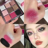 9 spalvų glazūruotas akių šešėlių paletė sausai odai: Viskas viename paryškinimas ir kontūravimas Dūminiai matiniai žemės atspalviai Mažo sodrumo pink