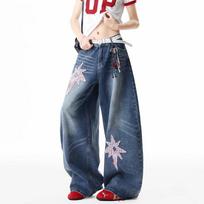 BWKA Star Patch Loose Wide-Leg Jeans M mėlyna