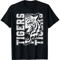 Vintage Tigers School Sports Fan Team Spirit Mascot T-Shirt S juoda
