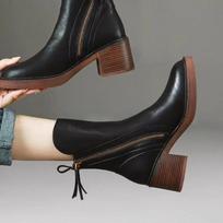 Retro stiliaus „Martin“ batai su užtrauktuku šone, nauji, 2024 m. rudens storakulniai moteriški batai „Zapatos De Mujer“ 34 juoda