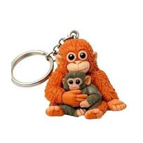 1/5Pcs Keychain Pendant 2D Printed Monkey Design Charm Bag Strap Keychain Backpack Purse Car Keys Accessory orange