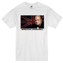 WINSTON CHURCHILL BRITISH PRIME MINISTER UNION JACK FLAG ENGLAND WHITE T-shirt S black