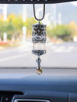 1-Pack Alloy Car Air Freshener Holder – Gold Hanging Perfume Bottle for Rearview Mirror, Luxury Interior Accessory beige