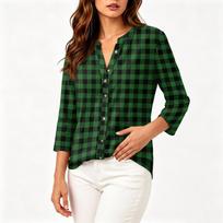 Women's Vintage Floral Print Henley Button Neck Three Quarter Sleeve Cotton Linen Shirt Casual Loose Fit Blouse XL rožinė