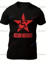 ACCION MUTANTE Spanish Graphic T-Shirt - Red 5-Star Icon & Mutante Print, Modal Short-Sleeve Round Neck Tee for &, Casual Spanish Language Apparel, Ma S red