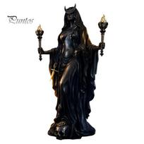 Mythology Collectibles for Display Hecate Greek Goddess Statue with Magical Hounds, Fantasy Theme Gift Lovers Resin Sculpture, Mythological black