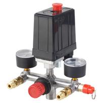 90-120PSI Oro kompresoriaus slėgio vožtuvo komplektas Vertikalus jungiklis Kolektorius Reguliatorius Pneumatinė galia juoda