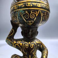 Bronze Ware Opening Business Antique Four Beasts Boshan Retro Home Decor Small Incense Burner Decorative Aromathe High27Caliber10Heavy black