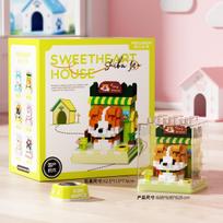 Cute Mini Dog&Cats Pets House Micro Particle Building Blocks Toys Animals Models DIY Toys Birthday Gifts For Kids With box