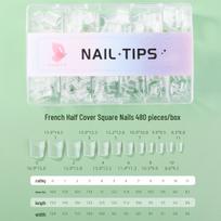 Matte Square French Press-On Nails - Full/Half Cover, No Filing Required