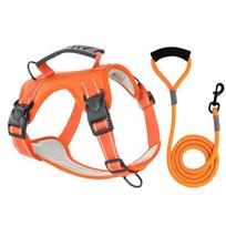 Adjustable Night Reflective Corgi and Shiba Inu Pet Leash with Chest and Back Straps XS oranžinė