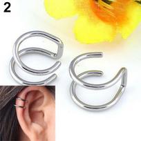 Stainless Steel 2-Row False Cartilage Ear Nose Lip Clip Earrings Gift