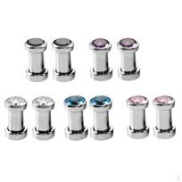 Stainless Steel Zirconia Screw Tunnels Ear Stretcher Plugs Piercing 4mm
