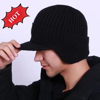Žieminės ausinės megzta kepurė lauko dviračių vilnonė kepurė plius aksominė snapeliu kepurė slidinėjimo kepurė užtraukiama kepurė juoda