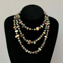 Fashion Retro Green Shell Multi-Layer Twin Necklace Bohemia Accessible Luxury Crystal String Beads Clavicle Chain Neck Chain Tide Color gray