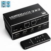 HDMI 2 Matrix Dual Screen Output or Single Screen Remote Control for Switch, Inputs/2 Outputs, Switch, Splitter, Selector, 4K@30Hz [Simultaneous juoda