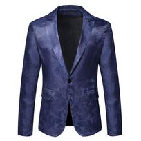 2025 Men's Shiny Dark Pattern Stage Suit - Autumn Casual Design XL tamsiai mėlyna spalva