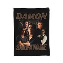 Damon Salvatore Blankets Fleece  Winter The Vampire Diaries Ian Somerhalder Tv Series Warm Throw Blanket for Sofa 75x90cm black