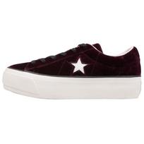 Converse One Star Platform Aksominiai Batai Ox Tamsiai Sangrijos Spalvos Moteriški Sportbačiai Raudoni Egret Juodi 558951C 36.5