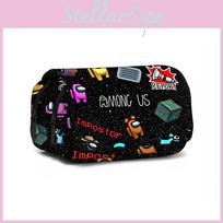 Dvipusė pieštukinė Among Us su talpia talpa mokyklai ir biurui 20x9x11cm black