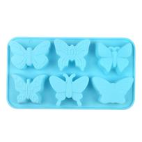 Butterfly Shape Silicone Baking Molds 6 Piece Set For DIY Mousses Ice Creams Chocolate Dessert Making Durable Kitchen Tool šviesiai mėlyna spalva