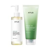 Anua Heartleaf Double Cleansing Set (Heartleaf Pore Control Cleansing Oil 200ml+Heartleaf Quercetinol Pore Deep Cleansing Foam 150ml) beige