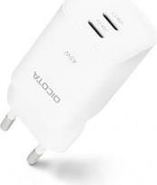 Dicota 45W GaN Charger, 2x USB-C, White